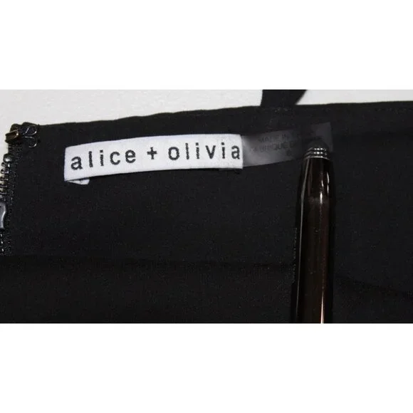 Alice + Olivia Celestia Flutter sleeve crop top Ruffle Sleeveless black size 6 - Picture 5 of 7